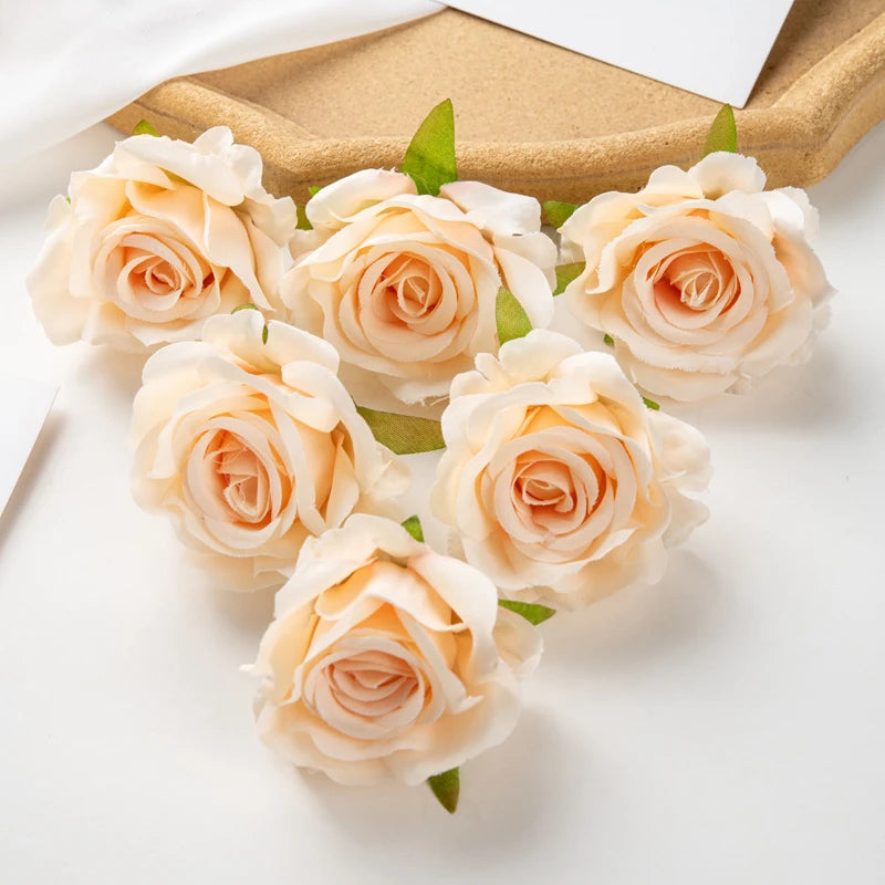 Silk Artificial Rose Heads 5/10 Pcs – Wedding & Home Decor Artificial Silk Flowers Axl color 7 5pcs