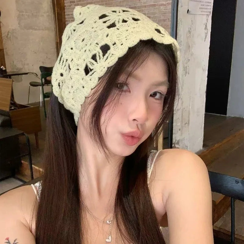 Floral Crochet Lace Women's Bandana – Triangle Headscarf Hair Bandana Headscarf Axl
