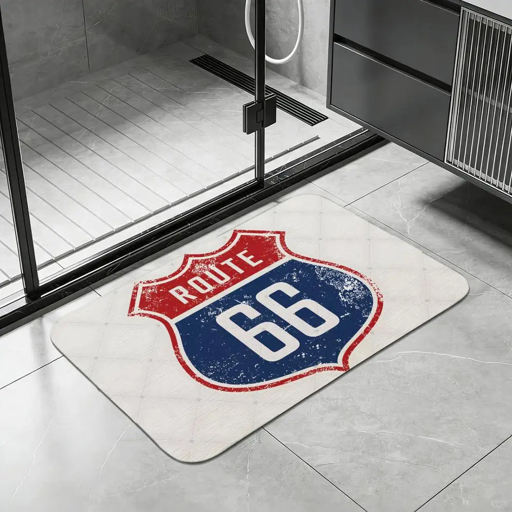 Route 66 Diatomite Bath Mat – Quick-Dry Anti-Slip Floor Mat Diatomite Bath Mat Axl White4 30x45cm
