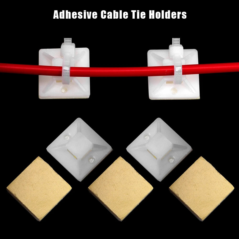Self-Adhesive Cable Tie Mount Bases 2x2cm – 100 Pack Cable Tie Mounts Axl