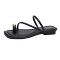 Women's Retro Thong Sandals – Metal Decor Low Heel Flip Flops Women's Sandals Axl 35 black