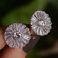 Huitan Flower CZ Stud Earrings – Cubic Zirconia Party Jewelry CZ Stud Earrings Axl E5101