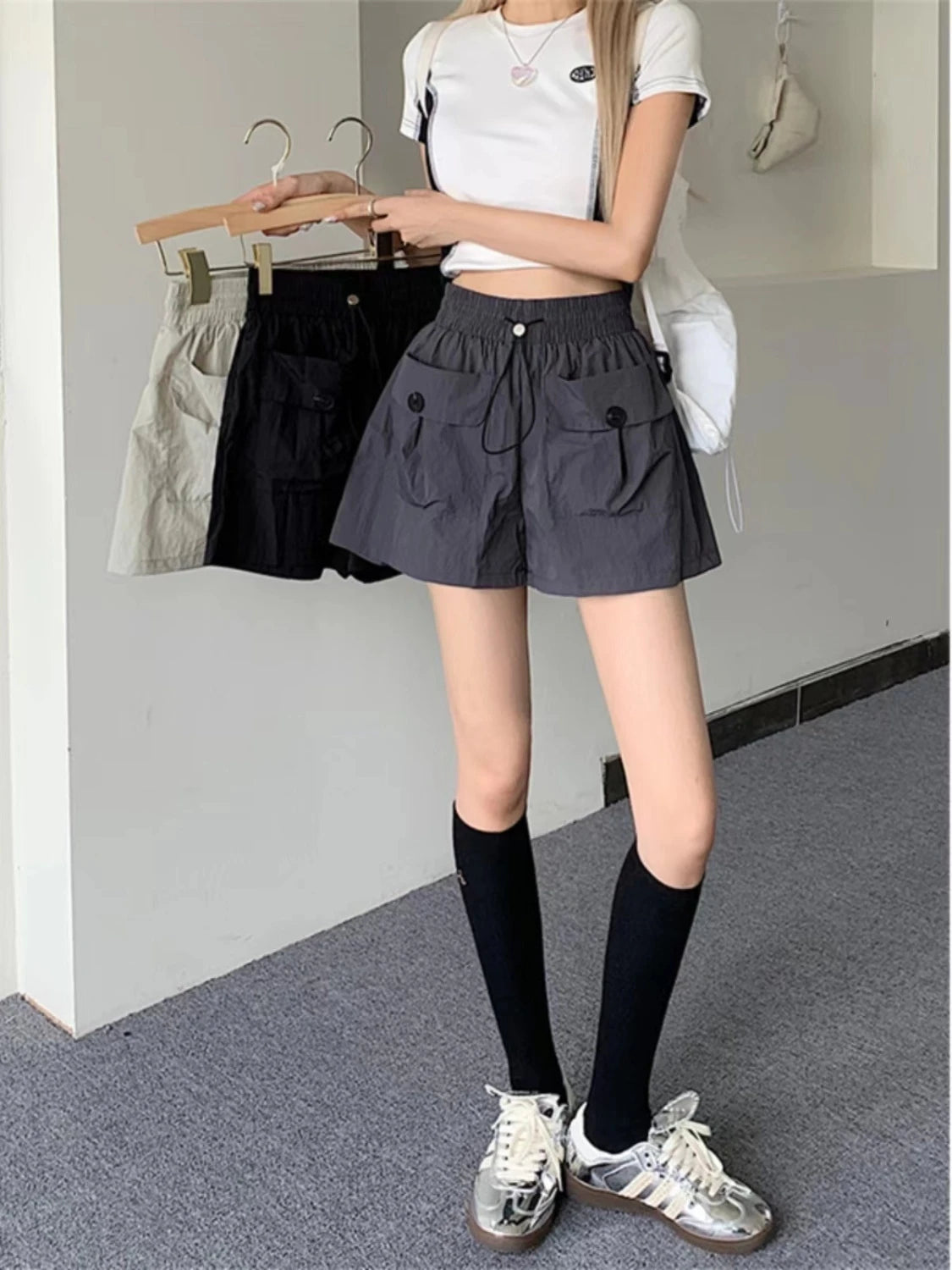 Women's Y2K Cargo Shorts – Slim Fit with Pockets, Quick-Dry Women's Cargo Shorts Axl