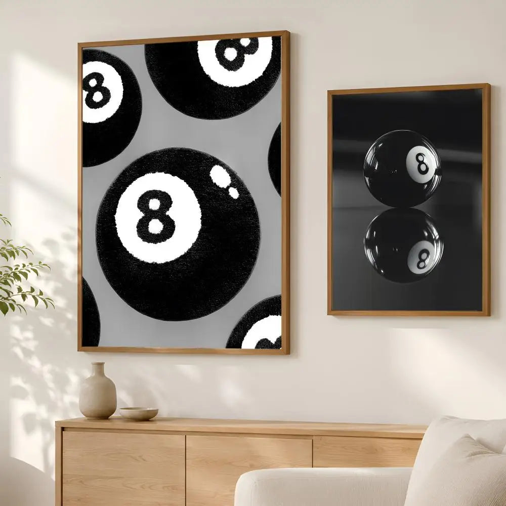 No. 8 Ball Black & White Self-Stick HD PVC Wall Art Poster Wall Art Poster Axl