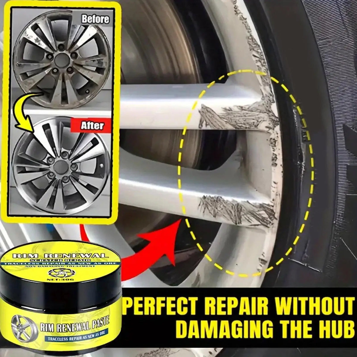 Wheel Hub Scratch Repair & Rim Polishing Paste | Rust Removal Rim Polishing Paste Axl