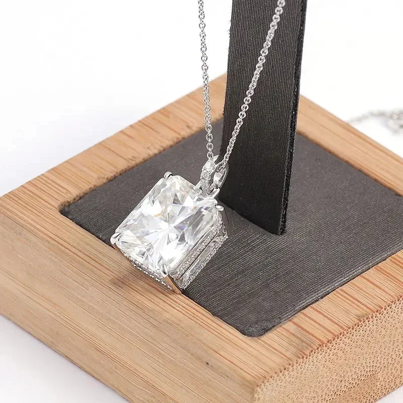 Huitan Square Cubic Zirconia Pendant Necklace | Dainty CZ Pendant Necklace Axl