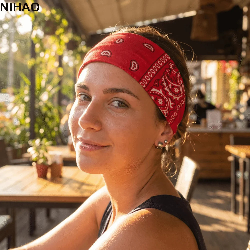 Cotton Paisley Turban Headband – Wide Elastic Non-Slip Wrap Turban Headband Axl