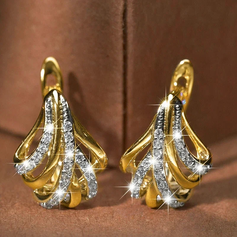 Huitan Two-Tone Sparkling Hoop Earrings | Cubic Zirconia Hoop Earrings Axl