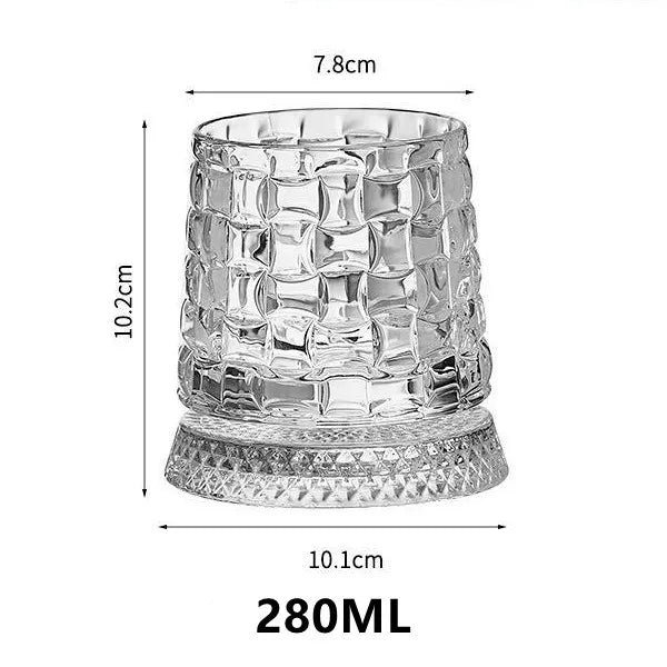 KEMORELA 280ml Rotating Crystal Whiskey Glass with Base Whiskey Glass Axl A 280ml
