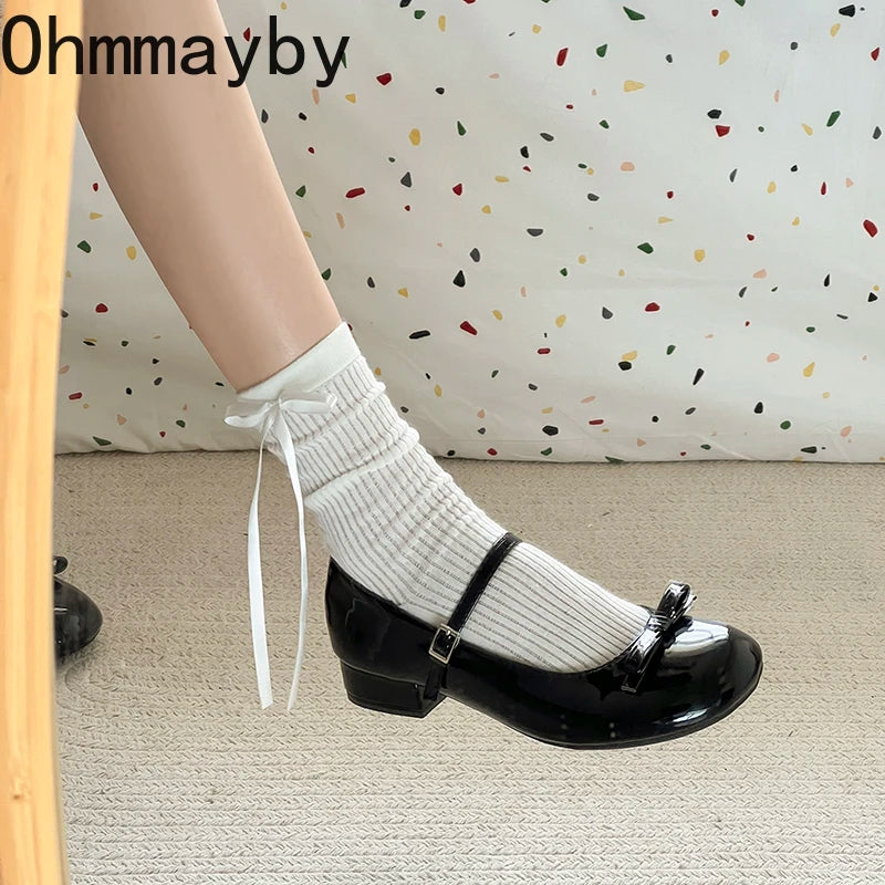 Women's Mary Jane Pumps – Butterfly-Knot Square Heel Dress Shoe Mary Jane Pumps Axl