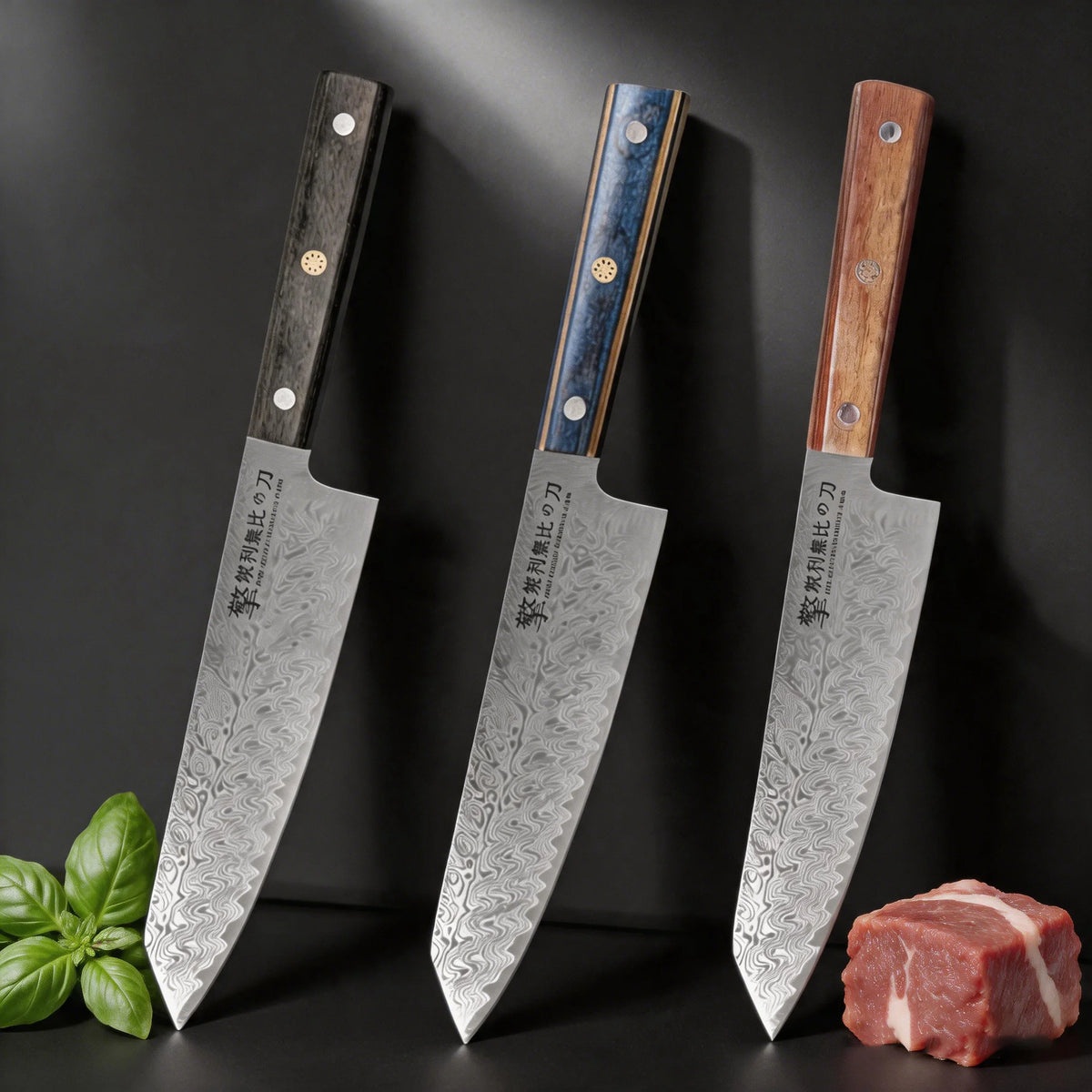 Damascus Chef's Knife – Japanese Santoku Wood Handle | 20cm Chef's Knife Axl