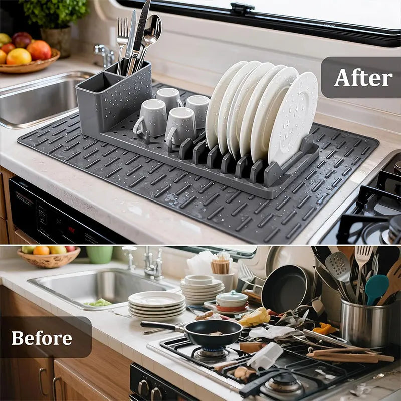 Foldable Silicone Dish Drying Mat – Non-Slip Kitchen Rack Silicone Drying Mat Axl