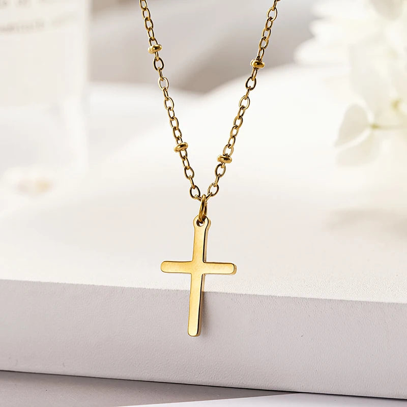 Huitan Dainty Cross Pendant Necklace | Stainless Steel Women Pendant Necklace Axl
