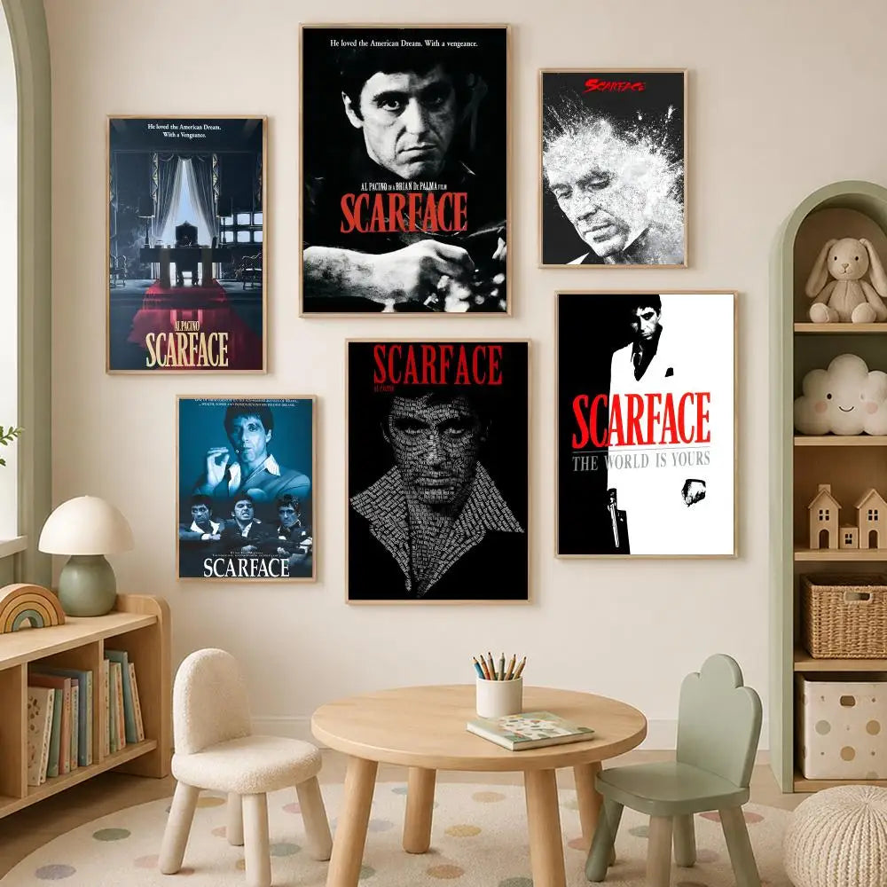 Scarface Movie Poster Self-Stick HD PVC Waterproof Wall Art Wall Art Poster Axl