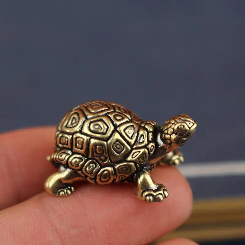 Brass Turtle Figurine – Vintage Feng Shui Tortoise Ornament Decorative Figurine Axl