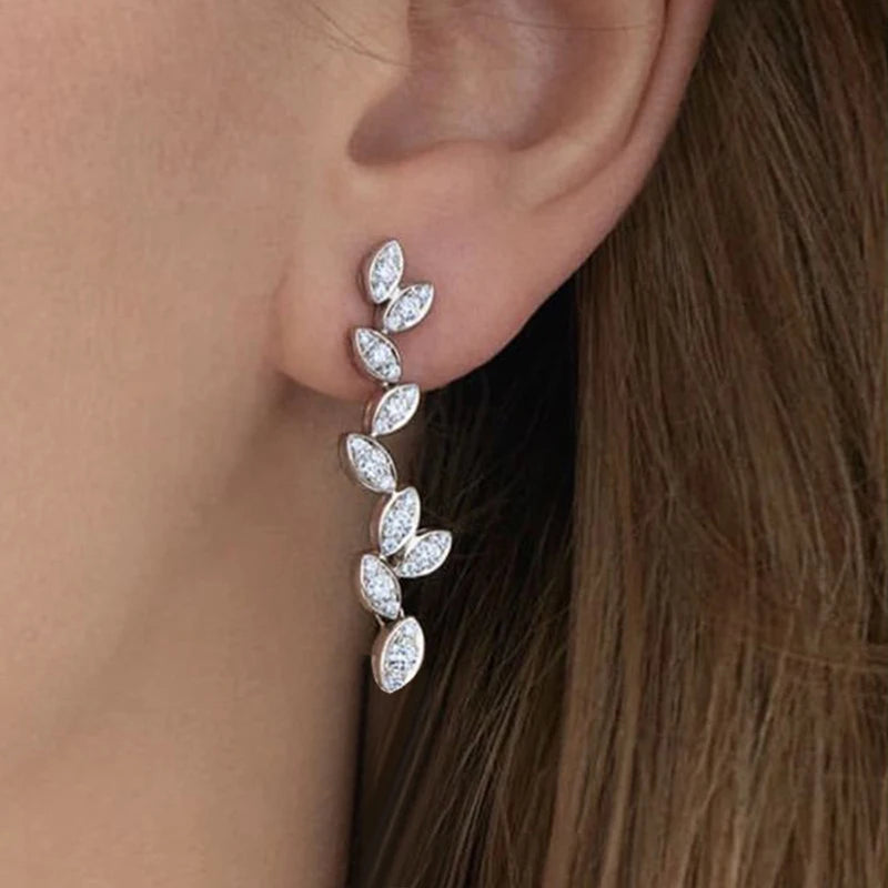 Huitan CZ Crystal Geometric Drop Earrings | Bridal Jewelry CZ Drop Earrings Axl