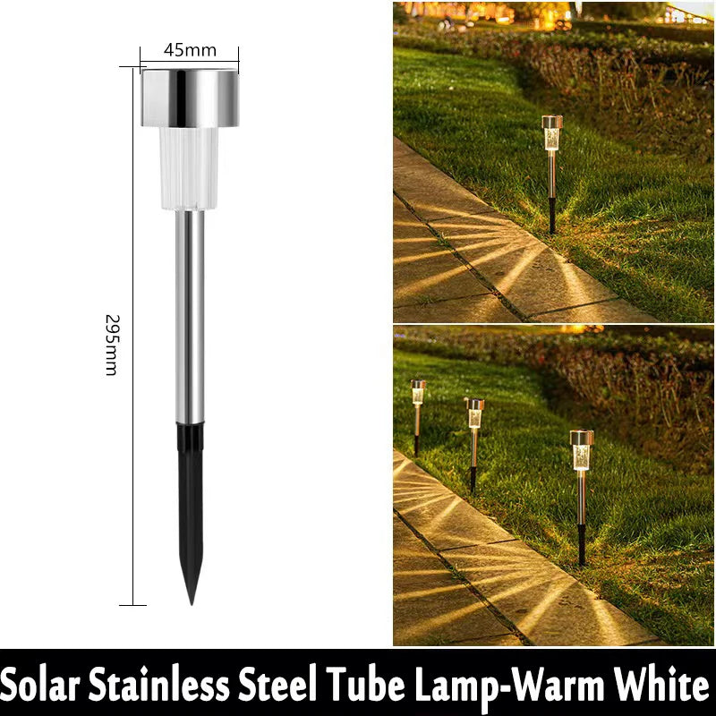 10-Pack Solar Garden Lantern Lights – Waterproof Pathway Lamps Solar Garden Lights Axl Stainless-Warm Light 10Pack