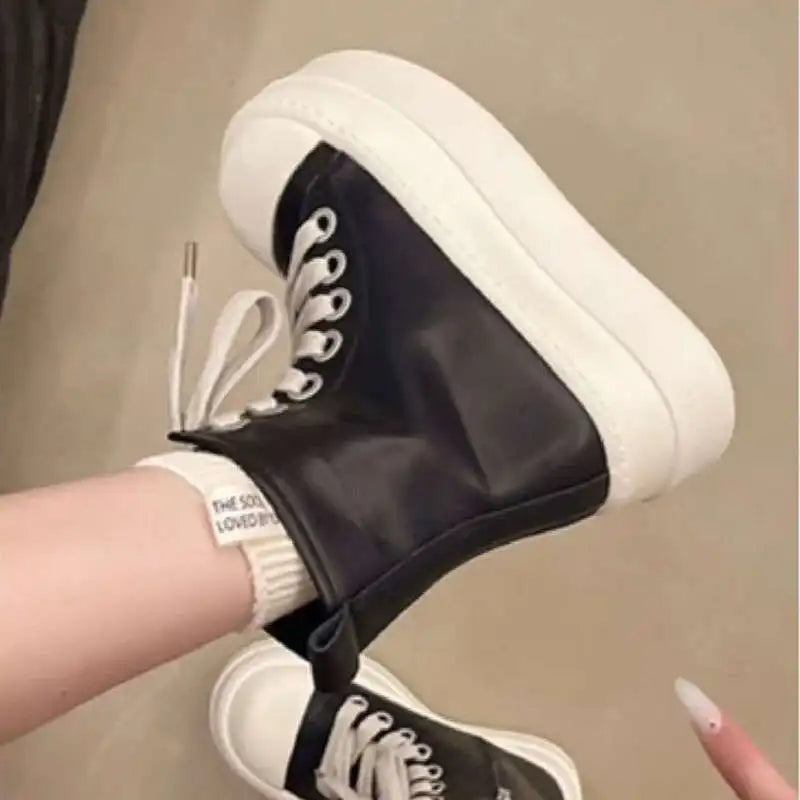 Women's Canvas Lace-Up Boots – Low Heel Round Toe Booties Women's Canvas Boots Axl