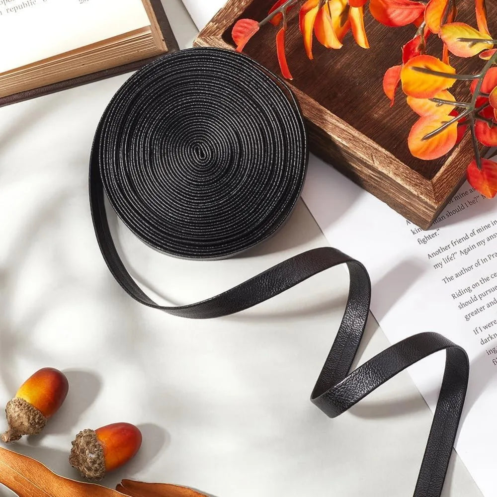 5m Foldover Leather Strips 10mm – Double-Sided PU Lacing Leather Lacing Strip Axl