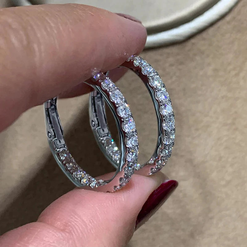 Huitan Round Cubic Zirconia Hoop Earrings – Women's Jewelry Hoop Earrings Axl