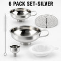 Stainless Steel Wide Mouth Canning Funnel Set with Strainer Kitchen Funnel Set Axl 6 Pack Set Silver