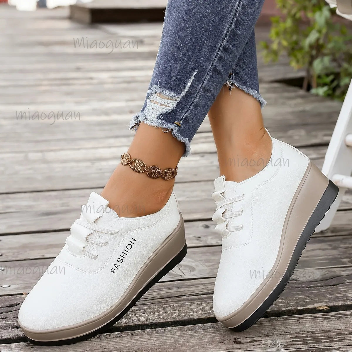 Women's Wedge Platform Sneakers – Height Increasing Lace-Up Wedge Sneakers Axl