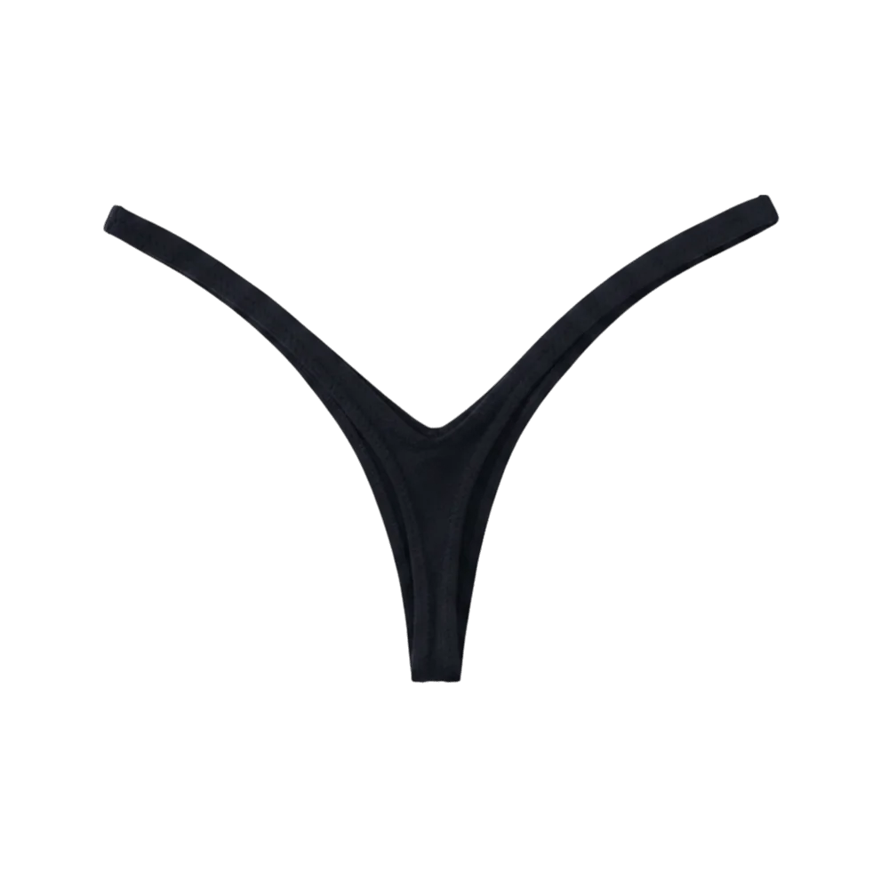 Women's Cotton Low-Rise Thong – Deep V T-Back Panties Women's Thong Panties Axl Black M 1pc