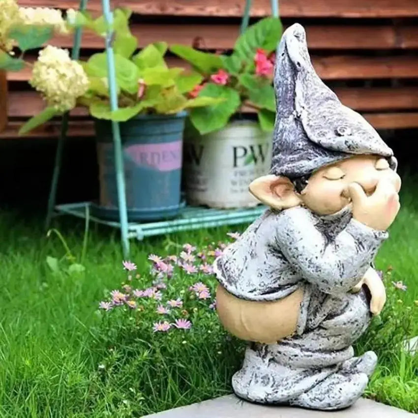 Funny Dwarf Garden Gnome Statue – Resin Novelty Figurine Decor Garden Gnome Statue Axl
