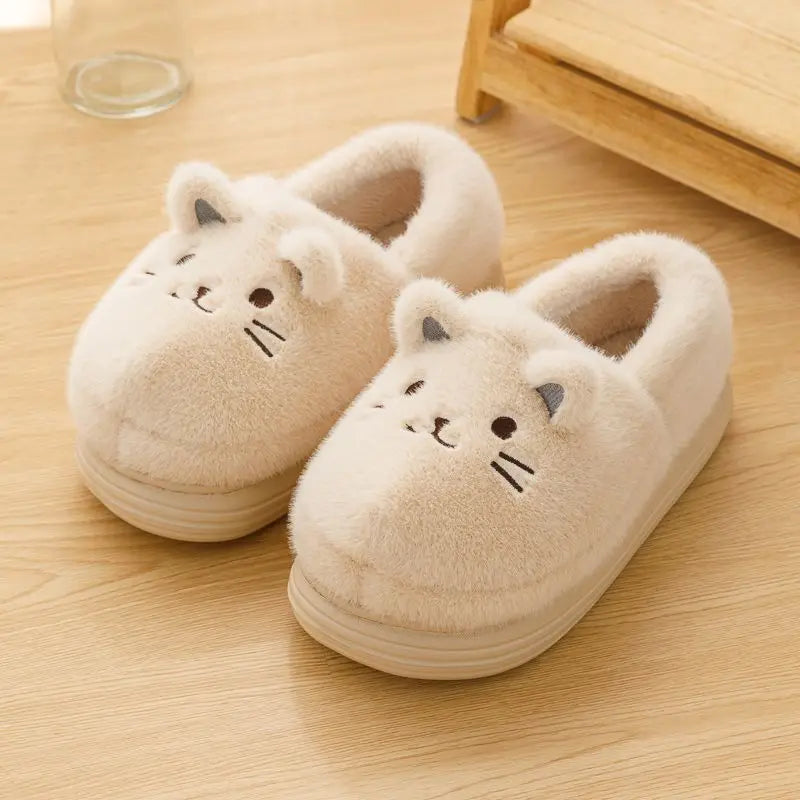 Women's Faux Fur Cat Slippers – Cozy Indoor Slides Size 36–45 Faux Fur Slippers Axl Khaki B-loafer 42-43 China Mainland
