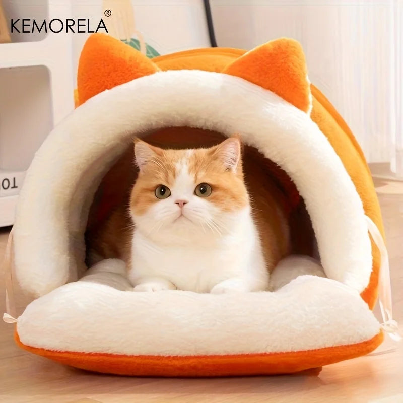 KEMORELA Cat Ear Bed – Warm Semi-Enclosed Pet Nest Cat Bed Axl