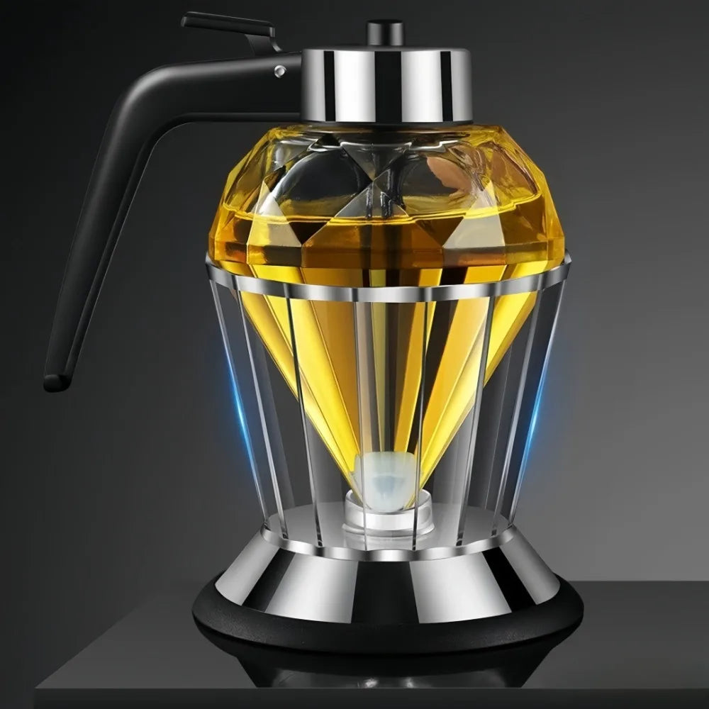 Diamond Glass Oil Dispenser – Leak-Proof Press Pour Bottle Oil Dispenser Bottle Axl