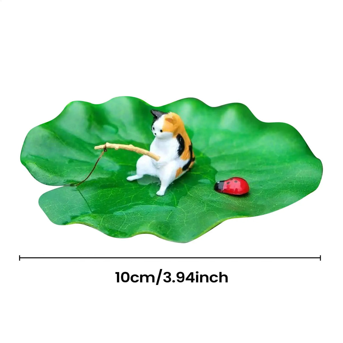 Floating Cat Fishing Lily Pad Resin Fish Tank Ornament Aquarium Ornament Axl