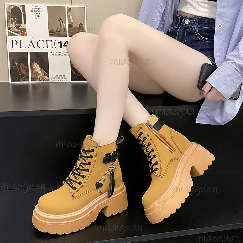 Women's Platform Ankle Boots Chunky Heel Lace-Up | Sizes 5–11 Platform Ankle Boots Axl