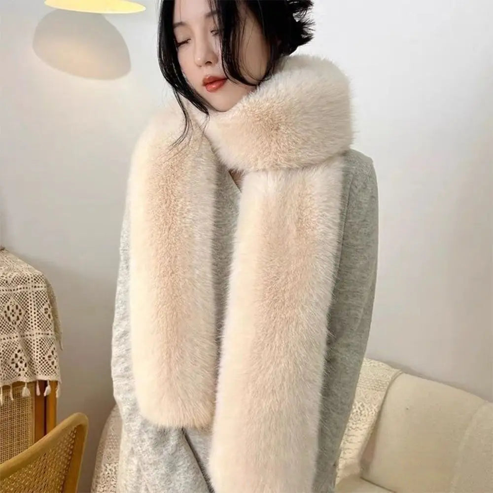 Women's Faux Fur Long Scarf Shawl Wrap 180cm – Soft & Cosy Faux Fur Scarf Axl