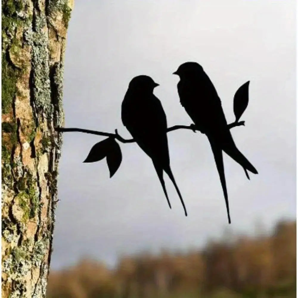 Metal Bird Silhouette Garden Ornament – Tree & Yard Decor Garden Metal Ornament Axl
