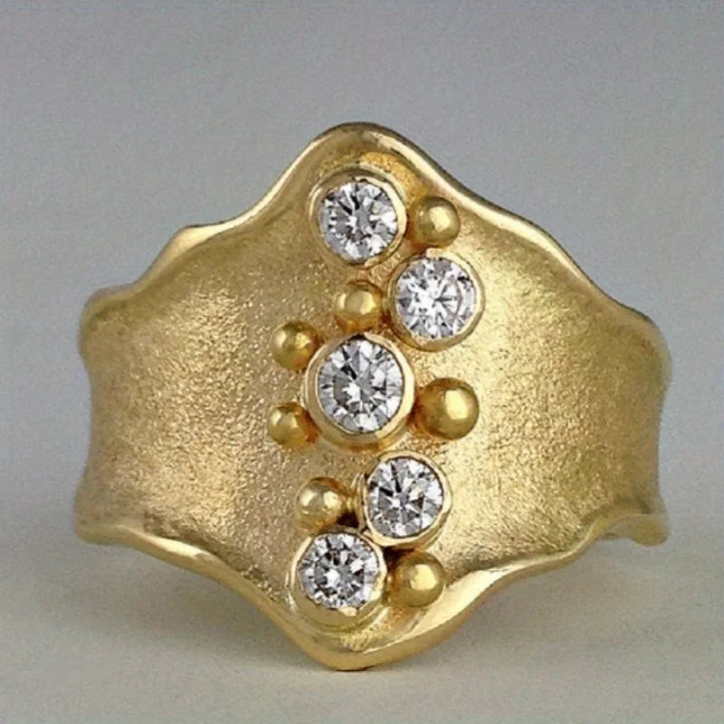 Huitan Wave Ring Cubic Zirconia – Women's Fashion Ring Fashion Ring Axl
