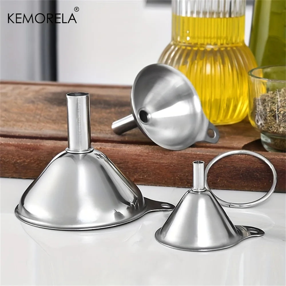 3-Piece Stainless Steel Kitchen Funnel Set – Oil, Wine & Liquid Kitchen Funnel Set Axl