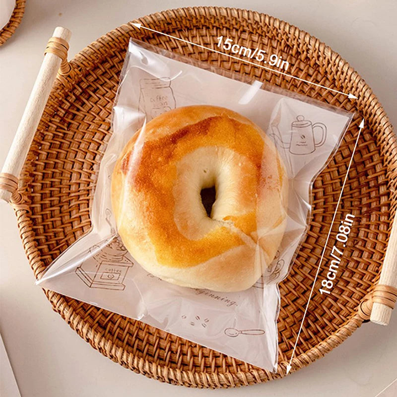 50 Self-Adhesive Bakery Bags – Bread Cookie & Pastry Pack Bakery Packaging Bags Axl S