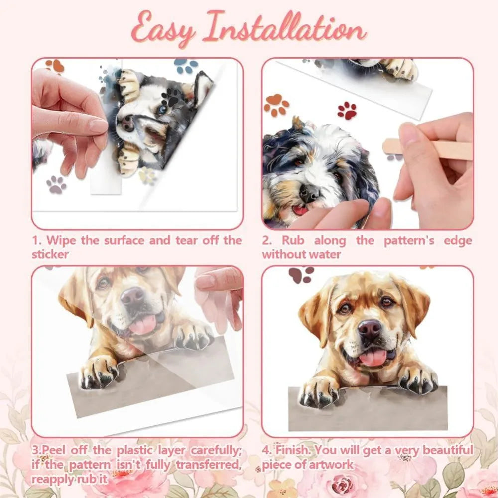 Dog Rub-On Transfer Decals for Furniture & Crafts – 3 Pcs Craft Transfer Decals Axl