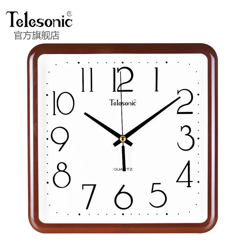 Modern Square Silent Wall Clock – 14" Large Living Room Decor Silent Wall Clock Axl Brown 10 Inch