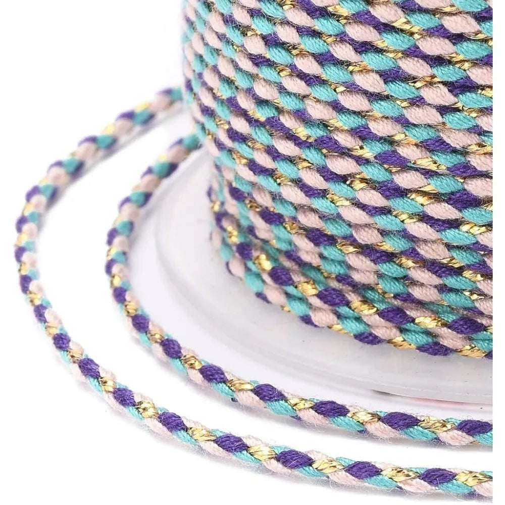 21.8 Yards 1.5mm 4-Ply Polycotton Macrame Cord with Gold Wire Macrame Craft Cord Axl