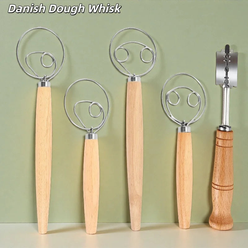 13-Inch Danish Dough Whisk – Stainless Steel & Oak Handle Danish Dough Whisk Axl