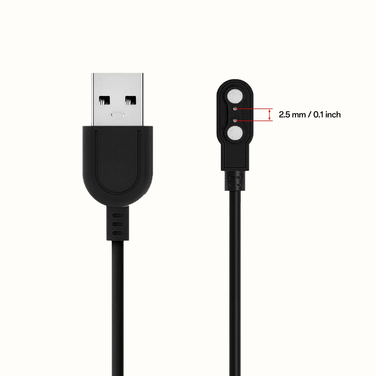 2-Pack 2-Pin 2.5mm Magnetic Smart Watch Charging Cable USB Smart Watch Charger Axl