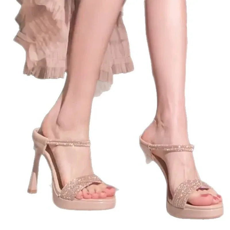Women's Rhinestone High Heel Sandals – 11cm Nude Stiletto High Heel Sandals Axl