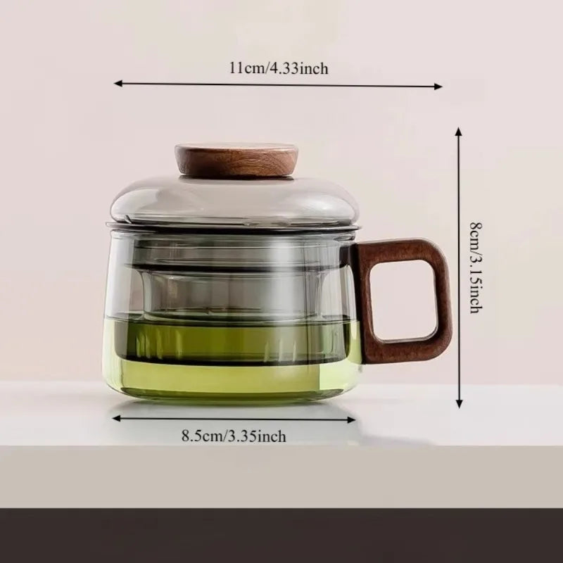 KEMORELA Black Glass Tea Cup – Tea-Water Separation Glass Tea Cup Axl