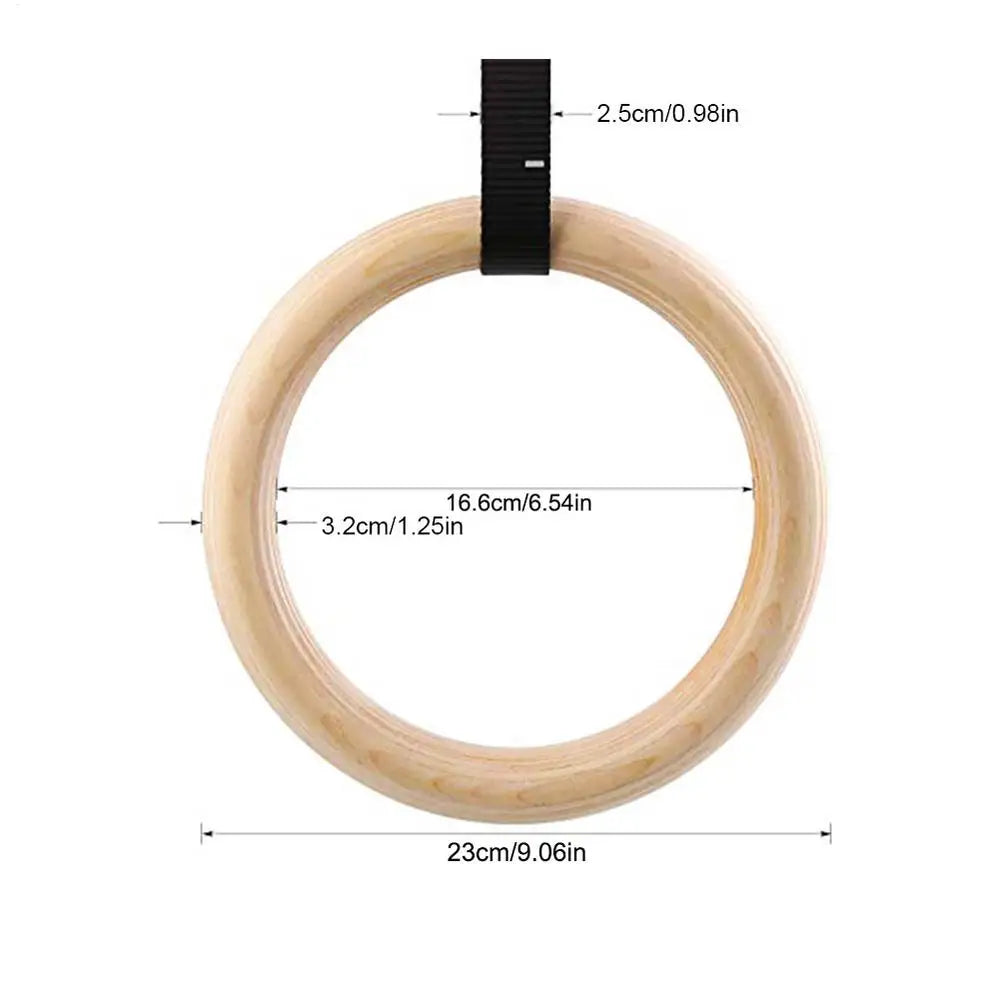 Birch Wood Pull Up Gymnastics Rings – Non-Slip Grip Training Gymnastics Training Rings Axl 32mm lifting ring