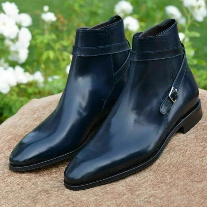 Men's Pointed Toe Chelsea Boots – Side Buckle, Sizes 38–48 Chelsea Ankle Boots Axl