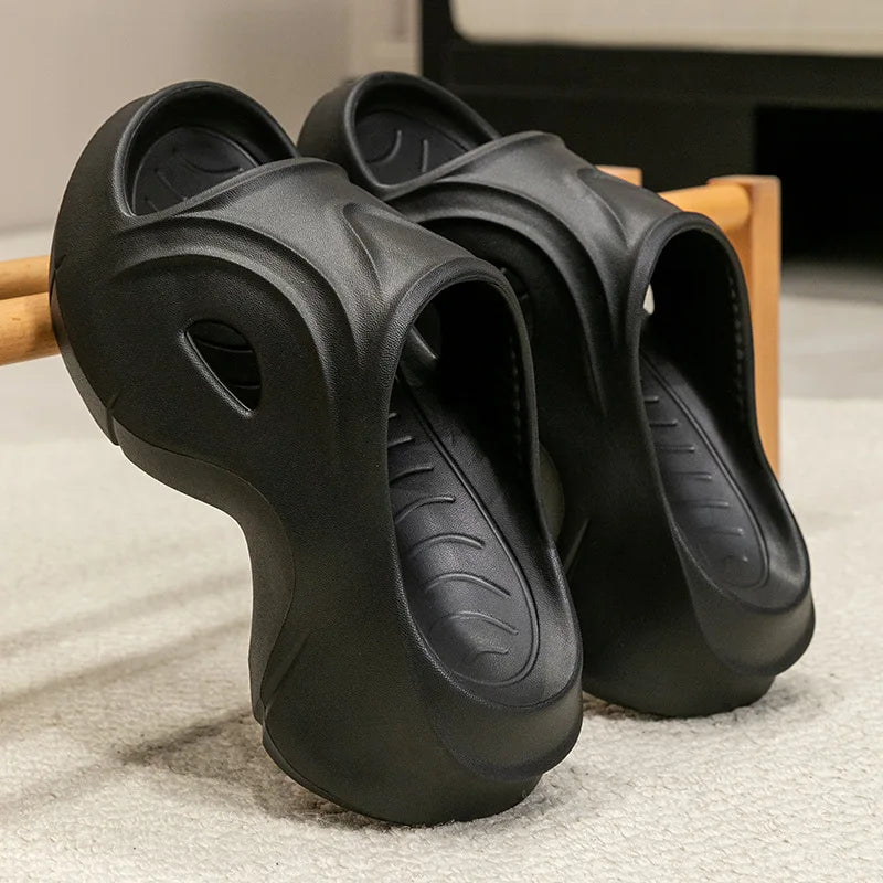 YBQJOO Women's Chunky Platform Slippers – EVA Wedge Slides Platform Slide Sandals Axl Black 36-37
