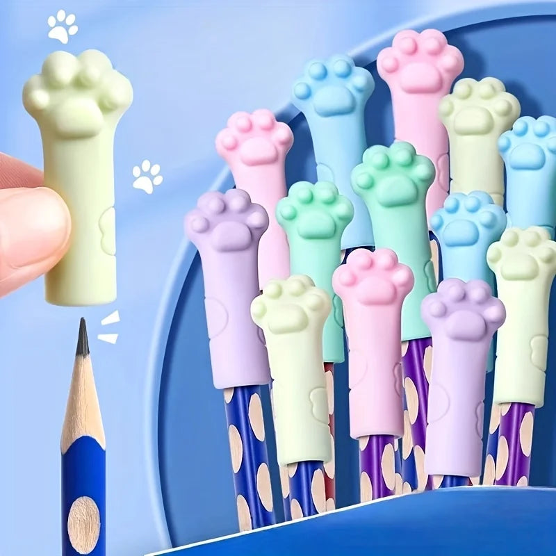 Cat Paw Eraser Set with Writing Stand – 30/50 Pcs Pencil Caps Novelty Eraser Set Axl