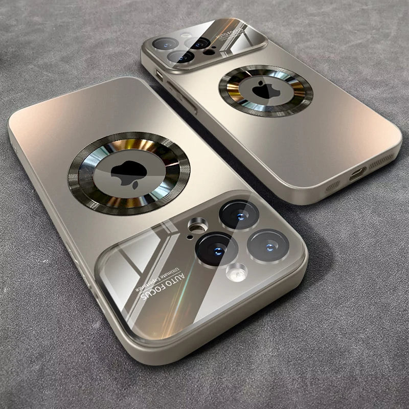 Titanium Metallic Magnetic iPhone Case – MagSafe Compatible Magnetic Phone Case Axl Gray iPhone 14 Pro Max